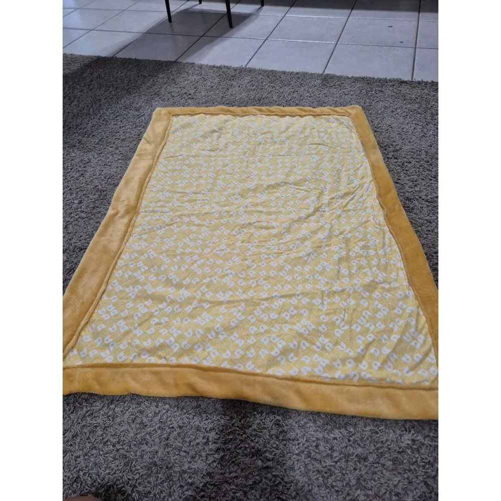 Handmade Flannel & Fleece Baby Blanket – Mustard Yellow Safety Pin Print